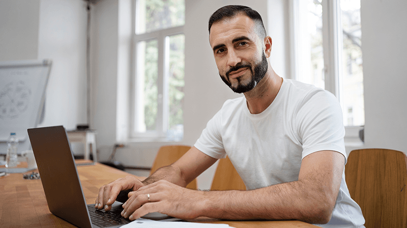 Person attending an online therapy session from home